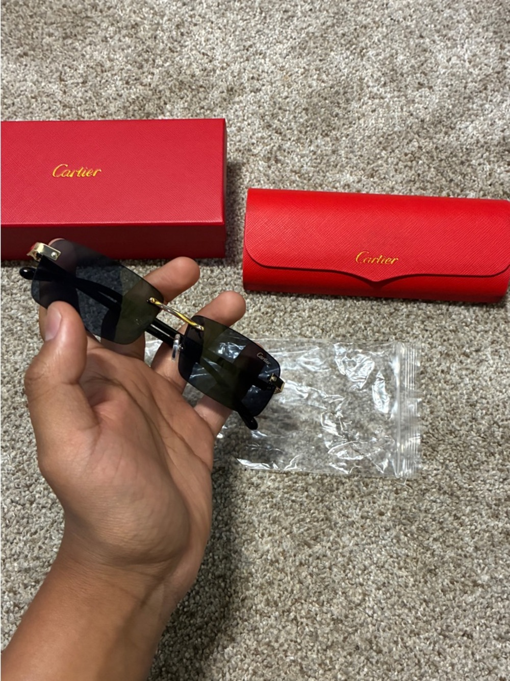 Cartier Red and Gold Leather Authentication Card